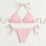 Donna – Bikinis mit Bindebändern in einfarbig – Rosa