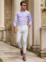 Finn | SlimFit-Stretchhemd in Uni-Farbe – Lila