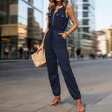 Camila - Lässiger ärmelloser Jumpsuit – Blau