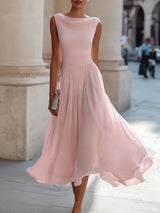 Vireen - plissiertes Midikleid – Pink