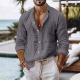 Mateo - Graues Leinenhemd mit modernem Styling – Grau