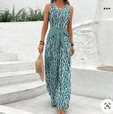 Gloria - Bedruckter ärmelloser Damen-Jumpsuit – Grün