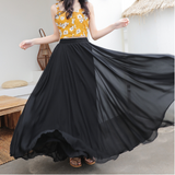 Ingrid - Langer Chiffonrock – Schwarz