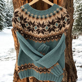 Vellaro™ | Elegantes Vintage Gestricktes Jacquard Gilet – Blau