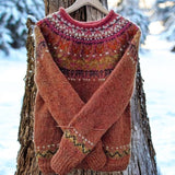 Kaevy™ | Eleganter Vintage-Isländischer Pullover – Rot