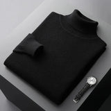 Herren Rollkragenpullover | klar geschnittene Passform – Schwarz