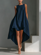 Alyna – Ärmelloses Midikleid Mit Asymmetrischem Saum – Blau