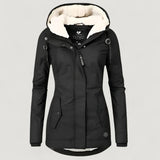 Elva | Warme Damenjacke mit Kapuze – Schwarz