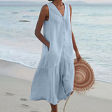 Marise | Off-Shoulder Midi Dress – Blau