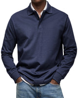 Joseba – Lässig Langärmeliges Polohemd – Marineblau