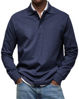 Felix | Luxus Langarm-Poloshirt – Marineblau