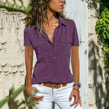 Florence - Streetwear-Bluse mit kurzen Ärmeln – Dunkelviolett