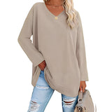 Alicia™ - Lässiger V-Ausschnitt Pullover – Beige