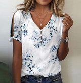 Luna - Bluse mit V-Ausschnitt und Blumendruck – Weiß
