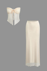 Brianna | Zweiteiler-Set mit Bandeau-Top & Maxirock – Beige