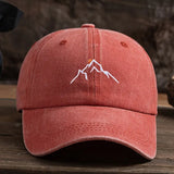 Ermil – Bestickte Baseball Kappe Mit Berggipfel – Rot