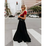 Viviana |  Damenmode Lässiger langer Rock – Schwarz