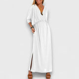 Elora – Langes Kleid mit fließender silhouette – Weiß