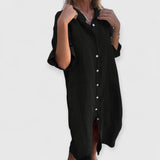 MELANY | STIL HEMDKLEID IN KNIELÄNGE – Schwarz