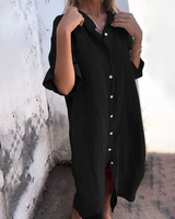 Valerie | Bohemian Shirt Dress – Schwarz