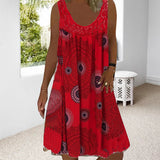 Paduch – Lässiges ärmelloses Sommer Kleid Mit Drucken – Rot