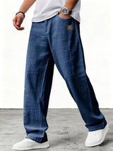 Lushan - Weite Leinen Hose – Marineblau