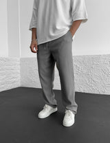 Wigand – Comfort Geripptes Elasthan Hose – Grau