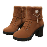 Crissa™ – Damenstiefel mit Dicken Absätzen – Braun