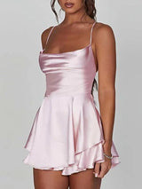Sivella – Sexy Satin-Minikleid – Rosa