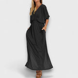 Elora – Langes Kleid mit fließender silhouette – Schwarz