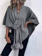 Maebry – Rundgestrickter Cape Strickcardigan – Grau