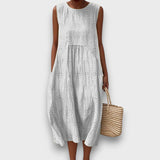 Serava – besticktes Midikleid – Weiß