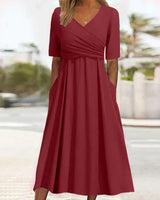Celeste - Modisches Crossover-Kleid – Rot