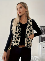 Gala | Eleganter Cardigan mit Leopardenmuster und V-Ausschnitt – Beige