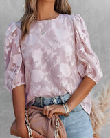 Dorothea - Chiffonhemd mit Puffärmeln – Rosa