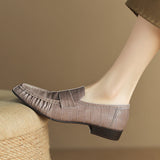 Oysynia : Lässige Damen-Slipper mit Lederfalten – Grau