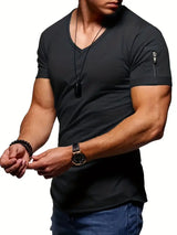 Raphael - Einfaches T-Shirt mit V-Ausschnitt für Herren – Schwarz
