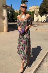 Louise | Elegantes Maxikleid für Feste mit V-Ausschnitt – Blumenstrauß