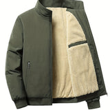 Herren Outdoor Jacke mit Fleece | Einfarbig Reißverschluss – Grün