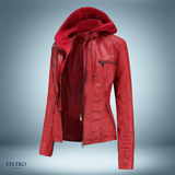 Lederjacke mit kapuze – Rot
