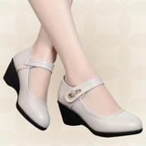Jacoba - Damen Weiche Lederschuhe mit Absatz und Rutschfester Sohle – Grau