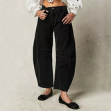Nova - Jeans mit weitem Bein und Patchwork-Muster – Schwarz