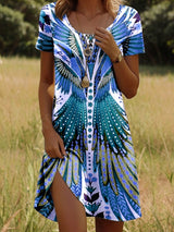 JULIA – Lebhaftes Kleid im Bohemian-Stil – Blau