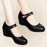 Jacoba - Damen Weiche Lederschuhe mit Absatz und Rutschfester Sohle – Schwarz