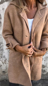 Isabella – lässige lange jacke mit umschlag – Khaki