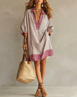 Marget - Kleid Mit Leopardenmuster Einsätzen Und Puffärmeln – Rosa