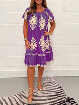 Ranee - Kleid Mit Geometrischem Muster Und Quadratischem Ausschnitt – Lila