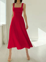 Elegantes Damen Kleid Mit Luxuriösem Stoff - Vielseitig Für Freizeit Und Abendveranstaltungen – Rot