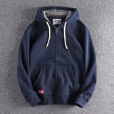 Max | Herren Zip-Hoodie Fleece Kapuzenpullover Casual – Marineblau