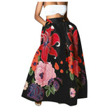 Zephyrelle – Maxirock mit leuchtendem Blumenmuster – Schwarz